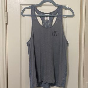 PINK Lace back Tank Top